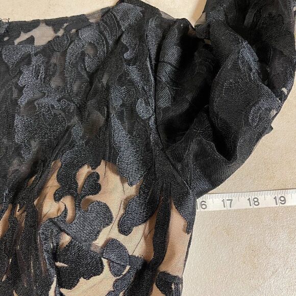 MILANO Black Lace Full Length Cocktail Formal Dress  8 #E1883 - Picture 12 of 15